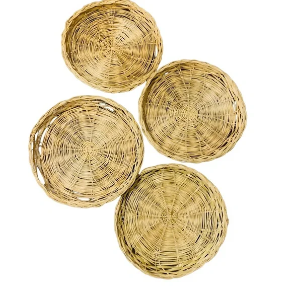 Boho Wicker Bamboo Basket Wall Decor - Picture 1 of 7